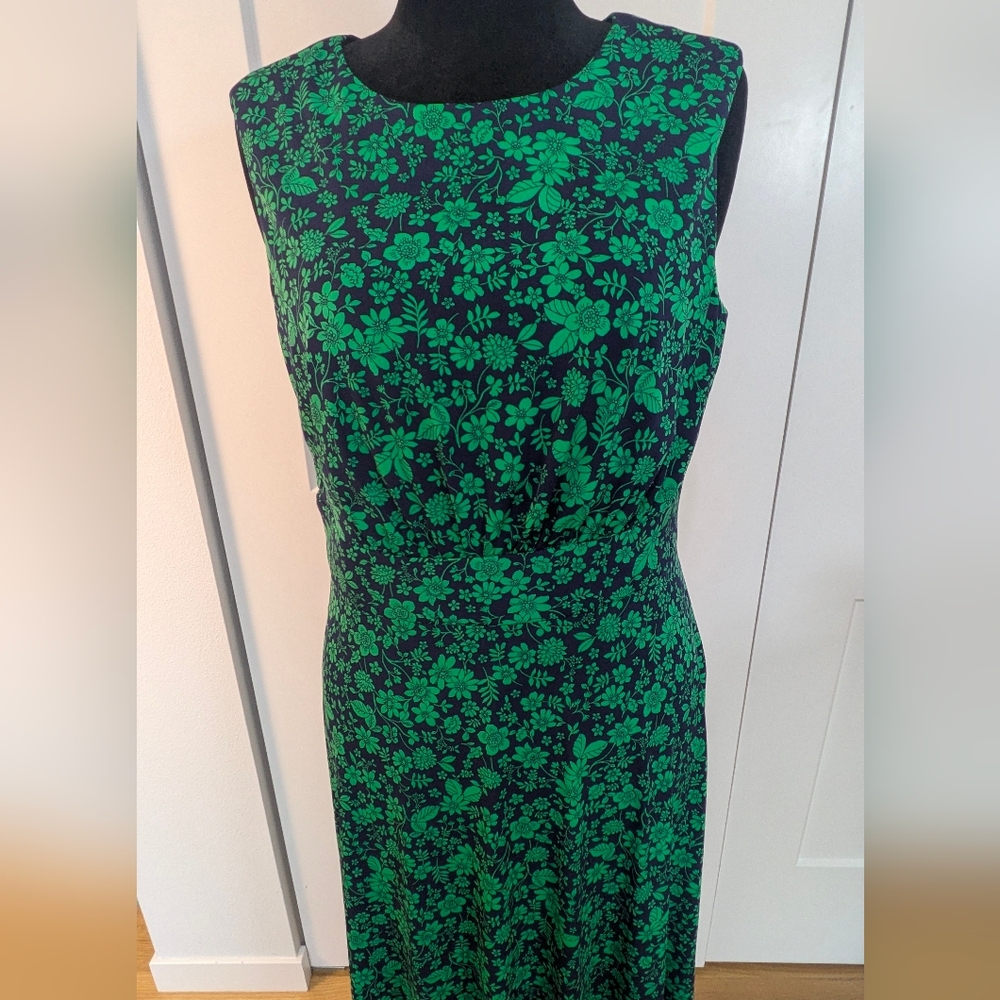 London Times Women's Floral Printed Sleeveless Midi Dress Green Blue Sz 14 EUC - Picture 6 of 15